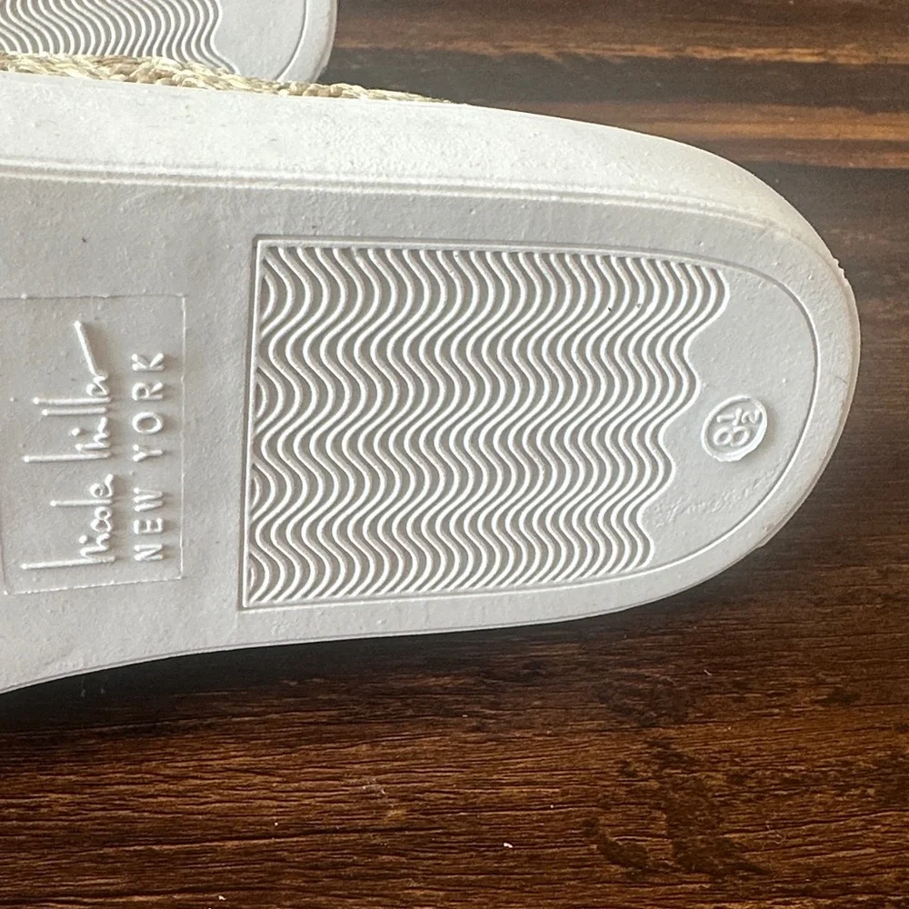 Nicole Miller Cream Braided Espadrille Slip-On Sneakers